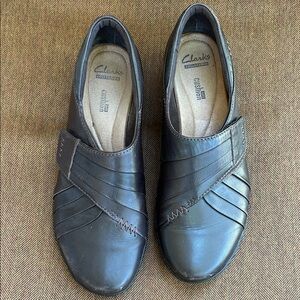 Clarks Chocolate Brown Leather Slip-On Shoes